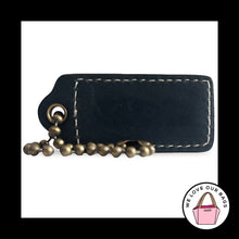 Load image into Gallery viewer, COACH Y2K VINTAGE Hang Tag Blue Green &amp; Navy Leather Bag Charm Fob Antique Brass
