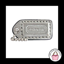Load image into Gallery viewer, COACH Y2K VINTAGE Hang Tag 1.5" Silver Metallic Leather Bag Charm Keychain Fob
