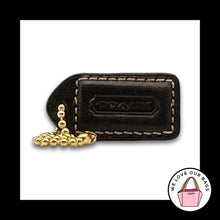 Load image into Gallery viewer, COACH Y2K VINTAGE Hang Tag Bag Charm Keychain Fob Brown Leather Brass 1.5" Small
