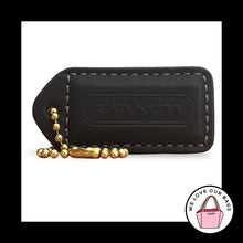 Load image into Gallery viewer, COACH Y2K VINTAGE Hang Tag 2" Black Leather Bag Charm Keychain Fob Brass Medium
