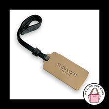 Load image into Gallery viewer, COACH HANG TAG Gold Brass Metal Black Leather Strap Loop Bag Charm Keychain Fob
