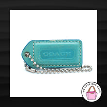 Load image into Gallery viewer, 2&quot; Med COACH VINTAGE Blue Saddle Leather Nickel Fob Bag Charm Keychain Hang Tag
