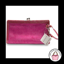 Load image into Gallery viewer, NWT Y2K VINTAGE COACH Pink Suede Leather Framed Kisslock Clutch Wristlet 8685
