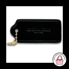 Load image into Gallery viewer, COACH HANG TAG 2.25" Bag Charm Keychain Fob New York Black Leather Brass Large
