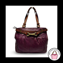 Load image into Gallery viewer, Y2K COACH HAMPTON CARRYALL Purple Bordeaux Leather Pleated Belt Tote Bag 12476
