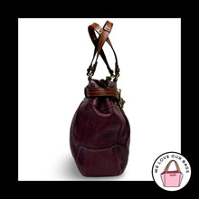 Load image into Gallery viewer, Y2K COACH HAMPTON CARRYALL Purple Bordeaux Leather Pleated Belt Tote Bag 12476
