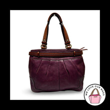 Load image into Gallery viewer, Y2K COACH HAMPTON CARRYALL Purple Bordeaux Leather Pleated Belt Tote Bag 12476
