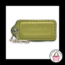 Load image into Gallery viewer, COACH HANG TAG 2" Lime Green Bag Charm Keychain Fob Leather Nickel Medium
