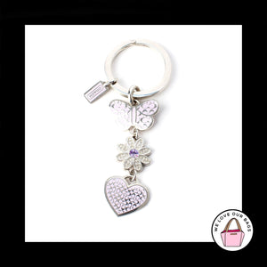 NEW RARE COACH Butterfly Crystal Daisy Flower Heart Charm Fob Bag Keychain Tag