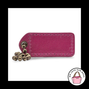 2" Y2K VINTAGE COACH Pink Leather Antique Brass Fob Bag Charm Keychain Hang Tag