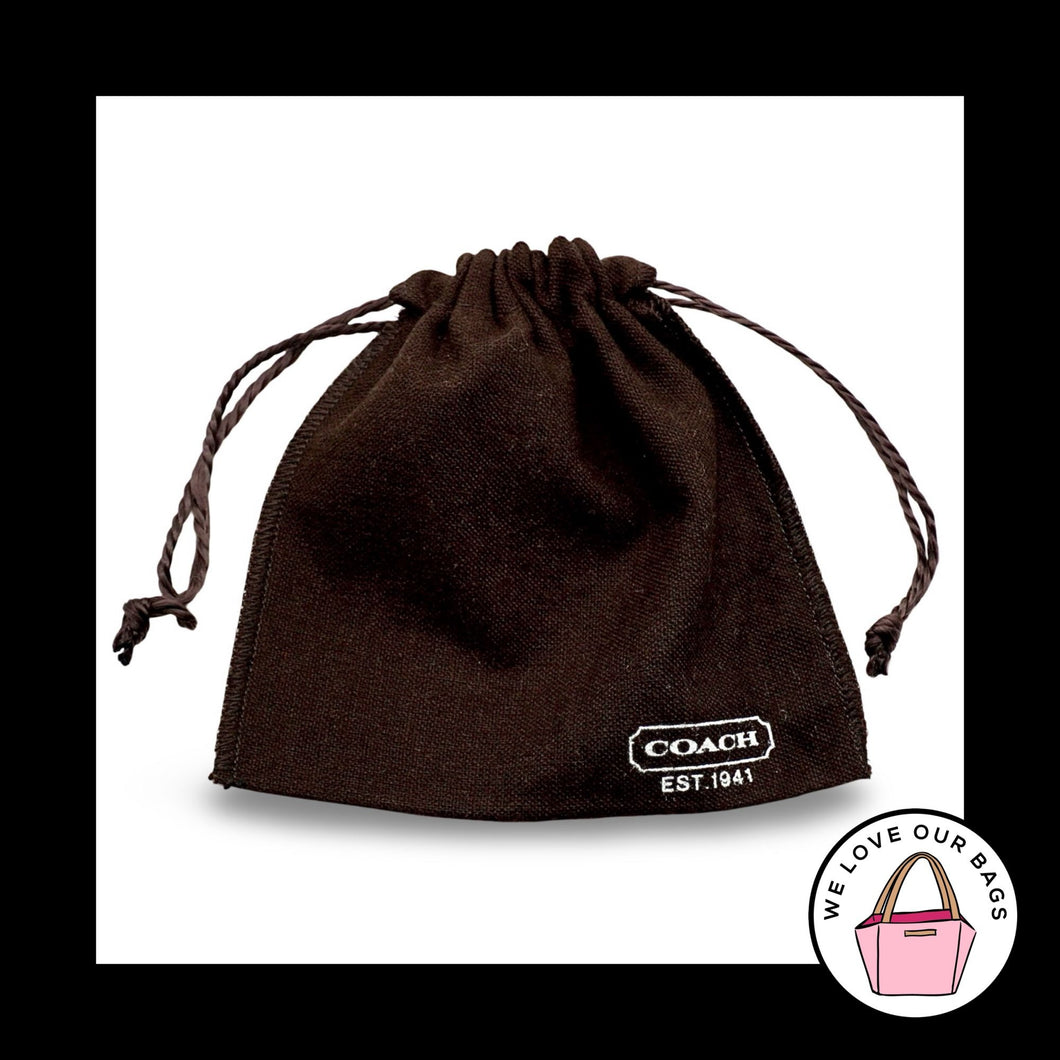 New COACH EST 1941 Brown Fabric Jewelry Keychain Dust Bag Travel Storage Pouch
