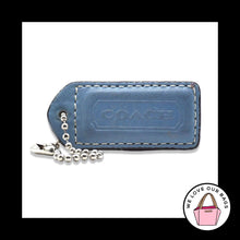 Load image into Gallery viewer, 2&quot; Medium Y2K VINTAGE COACH Blue &amp; Saddle Leather Fob Bag Charm Keychain HangTag
