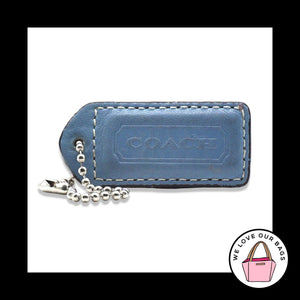 2" Medium Y2K VINTAGE COACH Blue & Saddle Leather Fob Bag Charm Keychain HangTag