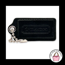 Load image into Gallery viewer, COACH HANG TAG 2.5" Black Smooth Leather Bag Charm Keychain Fob Nickel Large
