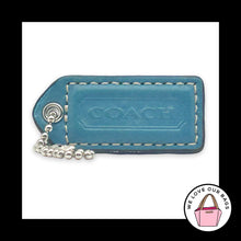 Load image into Gallery viewer, COACH Y2K VINTAGE Hang Tag 2" Blue Bag Charm Keychain Fob Leather Nickel Medium
