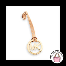 Load image into Gallery viewer, MICHAEL KORS Bag Charm Gold Brass Natural Tan Brown Leather Strap Hang Tag Fob
