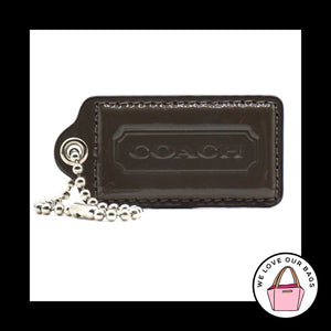 2.5" Large COACH Gray Patent Leather Nickel Key Fob Bag Charm Keychain Hang Tag