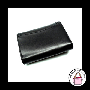 $195 COACH HUTTON Black Calf Leather Brass Turnlock Envelope Wallet Clutch 88504