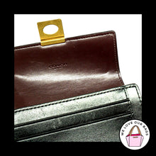 Load image into Gallery viewer, $195 COACH HUTTON Black Calf Leather Brass Turnlock Envelope Wallet Clutch 88504
