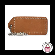 Load image into Gallery viewer, COACH Y2K VINTAGE Hang Tag 2" Blue &amp; Brown Saddle Leather Bag Charm Keychain Fob
