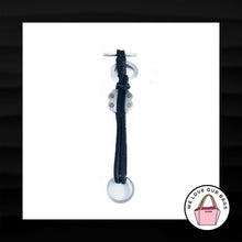 Load image into Gallery viewer, NIB LUCKY BRAND Keychain Bag Charm Black Leather Nickel Clover Hang Tag Bracelet
