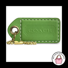 Load image into Gallery viewer, COACH Y2K VINTAGE Hang Tag 2.5" Green Leather Bag Charm Keychain Fob Brass Large
