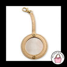 Load image into Gallery viewer, TORY BURCH Bag Charm Makeup Mirror Snakeskin Leather Brass Hang Tag Keychain Fob
