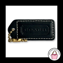 Load image into Gallery viewer, COACH Y2K VINTAGE Hang Tag 2" Black Leather Bag Charm Keychain Fob Brass Medium
