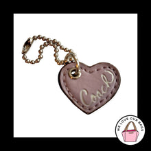 Load image into Gallery viewer, Rare COACH POPPY Script HEART Hang Tag Purple Leather Fob Bag Charm Keychain
