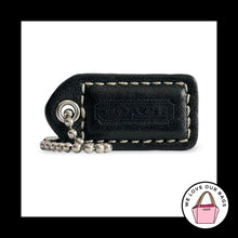 Load image into Gallery viewer, COACH Y2K VINTAGE Hang Tag 1.5" Black Leather Bag Charm Keychain Fob Small
