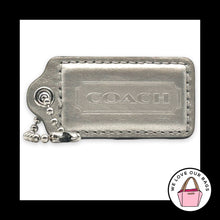 Load image into Gallery viewer, COACH HANG TAG 2.5" Silver Metallic Leather Bag Charm Keychain Fob Nickel Large
