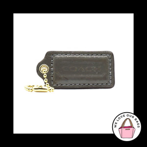 2" Medium COACH Gray Patent Leather Brass Key Fob Bag Charm Keychain Hang Tag