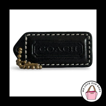 Load image into Gallery viewer, COACH Y2K VINTAGE Hang Tag 2" Black Leather Antique Brass Bag Charm Keychain Fob
