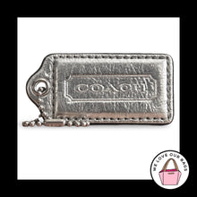 Load image into Gallery viewer, COACH POPPY HANG TAG 2.5" Silver Mirrored Metallic Leather Bag Charm Keychain
