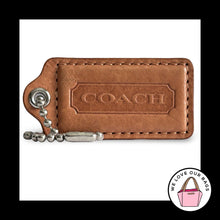 Load image into Gallery viewer, COACH HANG TAG 2.5" Brown Smooth Leather Bag Charm Keychain Fob Nickel Large
