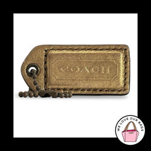 Load image into Gallery viewer, COACH Y2K VINTAGE Hang Tag 2" Gold Mahogany Leather Bag Charm Fob Antique Brass
