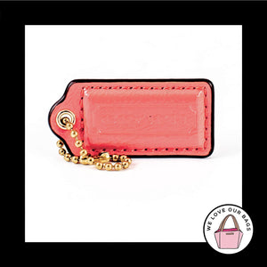2" Medium COACH Pink Texture Leather Brass Key Fob Bag Charm Keychain Hang Tag