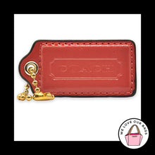 Load image into Gallery viewer, COACH HANG TAG 2.5" Orange Patent Leather Bag Charm Keychain Fob Brass Large
