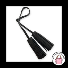 Load image into Gallery viewer, COACH LEGACY Black Leather Double Tassel Strap Bag Charm Hang Tag Keychain Fob
