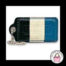 Load image into Gallery viewer, Rare COACH HANG TAG 3" Bag Charm Keychain Fob Blue White Stripe Leather X-Large

