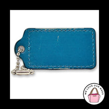 Load image into Gallery viewer, Rare COACH HANG TAG 3" Bag Charm Keychain Fob Blue White Stripe Leather X-Large
