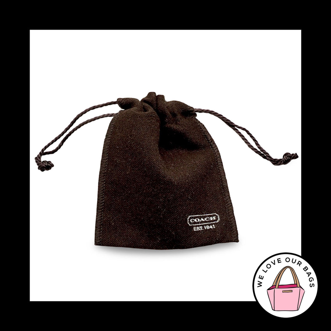 New COACH EST 1941 Brown Fabric Jewelry Keychain Dust Bag Travel Storage Pouch