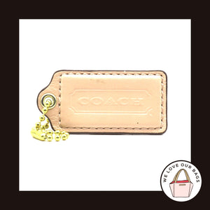2.5" Large COACH Pale Pink Leather Brass Key Fob Bag Charm Keychain Hang Tag