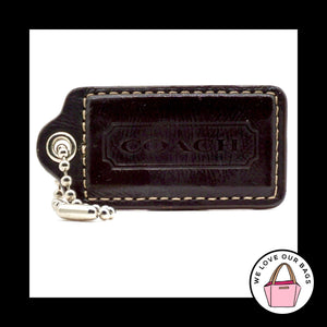 2.5" Large COACH Mahogany Brown Leather Nickel Fob Bag Charm Keychain Hang Tag