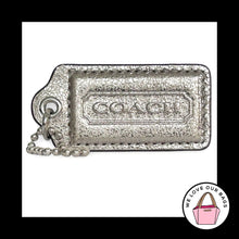 Load image into Gallery viewer, COACH POPPY HANG TAG 2.5" Silver Crackle Leather Bag Charm Keychain Fob Large
