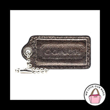 Load image into Gallery viewer, 2&quot; Medium COACH Platinum Metallic Gray Leather Fob Bag Charm Keychain Hang Tag
