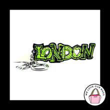 Load image into Gallery viewer, New $78 MICHAEL KORS LONDON Lime Green Charm Nickel Key Fob Bag Keychain HangTag
