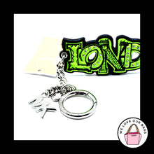 Load image into Gallery viewer, New $78 MICHAEL KORS LONDON Lime Green Charm Nickel Key Fob Bag Keychain HangTag
