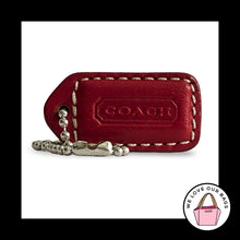 Load image into Gallery viewer, COACH Y2K VINTAGE Hang Tag 1.5" Red Leather Bag Charm Keychain Fob Nickel Small
