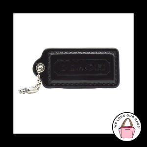 2.25" Medium COACH Black Patent Leather Nickel Fob Bag Charm Keychain Hang Tag